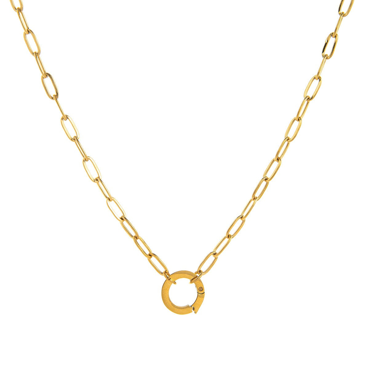 Gold-tone oval-link Animal Forest necklace chain with a round center connector.