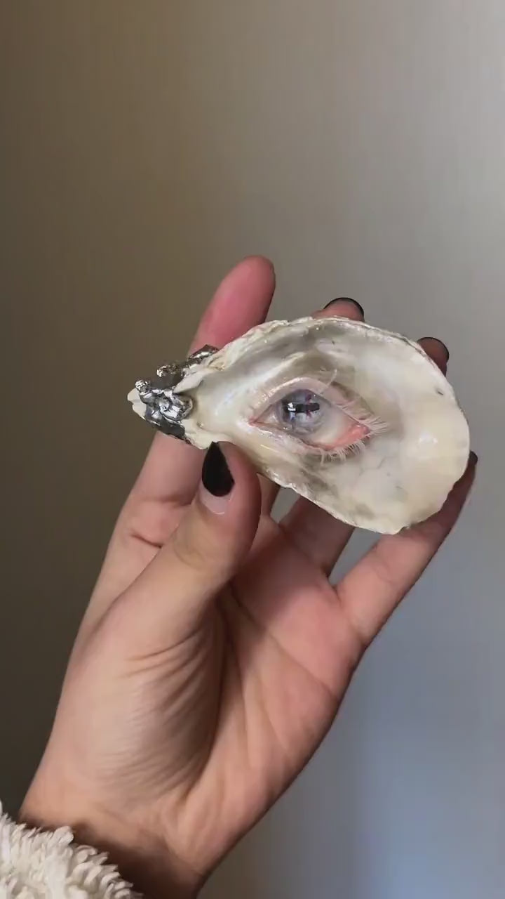 Pearl-Free White-Water Blue Oyster Eye — Choker, Brooch or Charm — product video