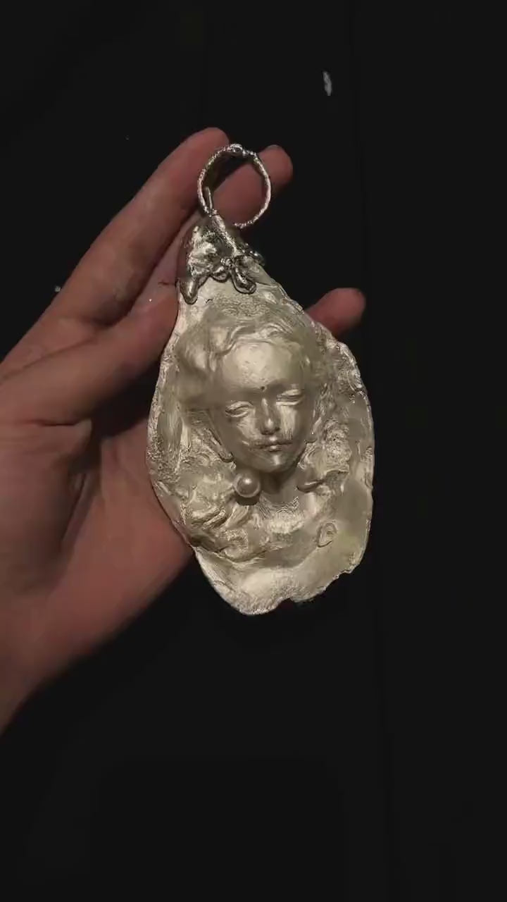 Oyster Baroque Sacred Icon — Shell Portrait Pendant — product video